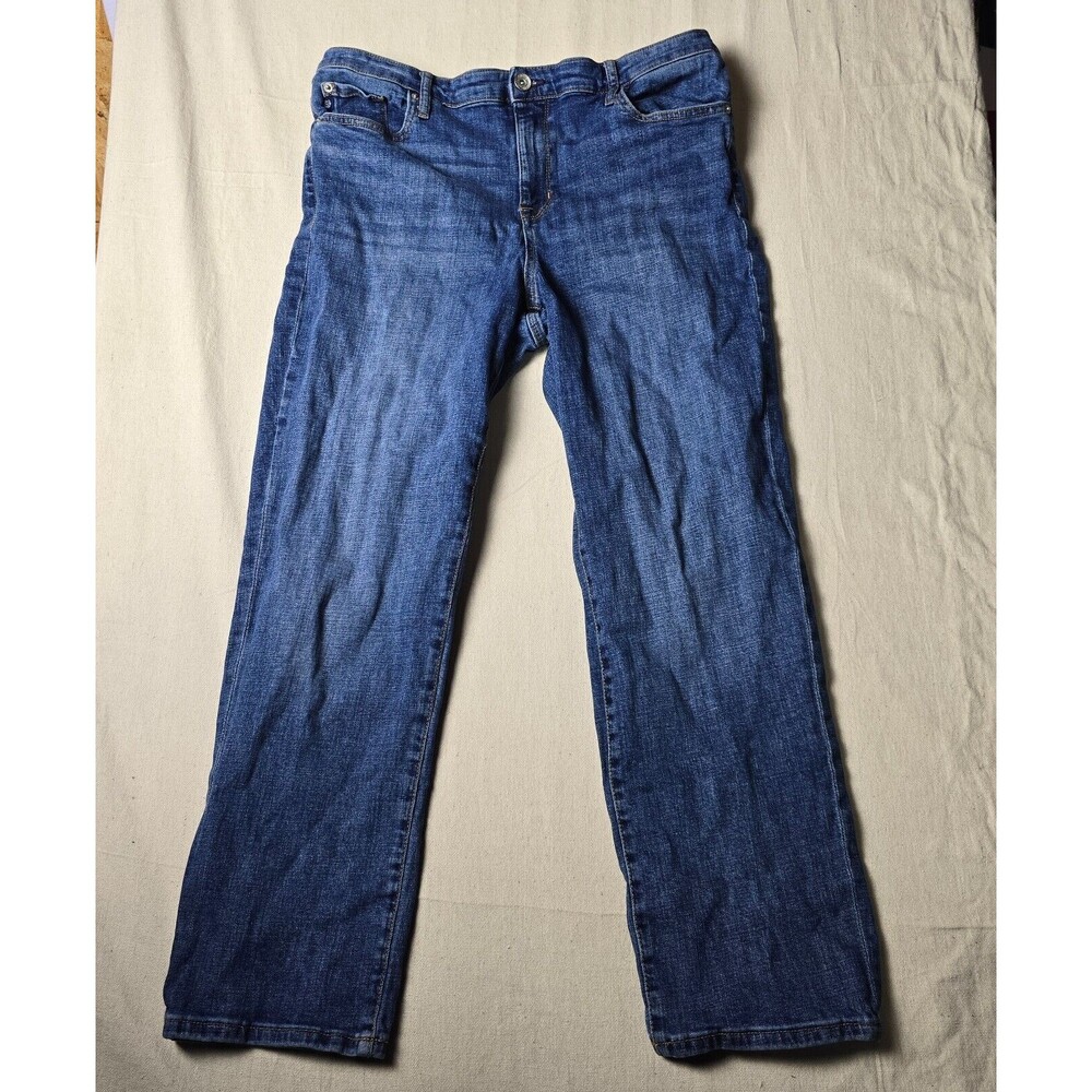 Chaps Women's Mid-Rise Crop‎ Slim Boyfriend Jeans Size 12/31 Blue Denim Cotton